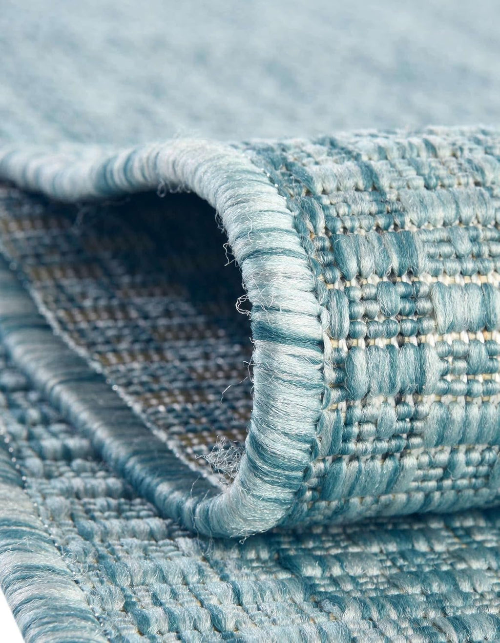 Unique Loom Collection Casual Transitional Solid Heathered Indoor/Outdoor Flatweave Area Rug (10' 8" Round, Aquamarine/Ivory)