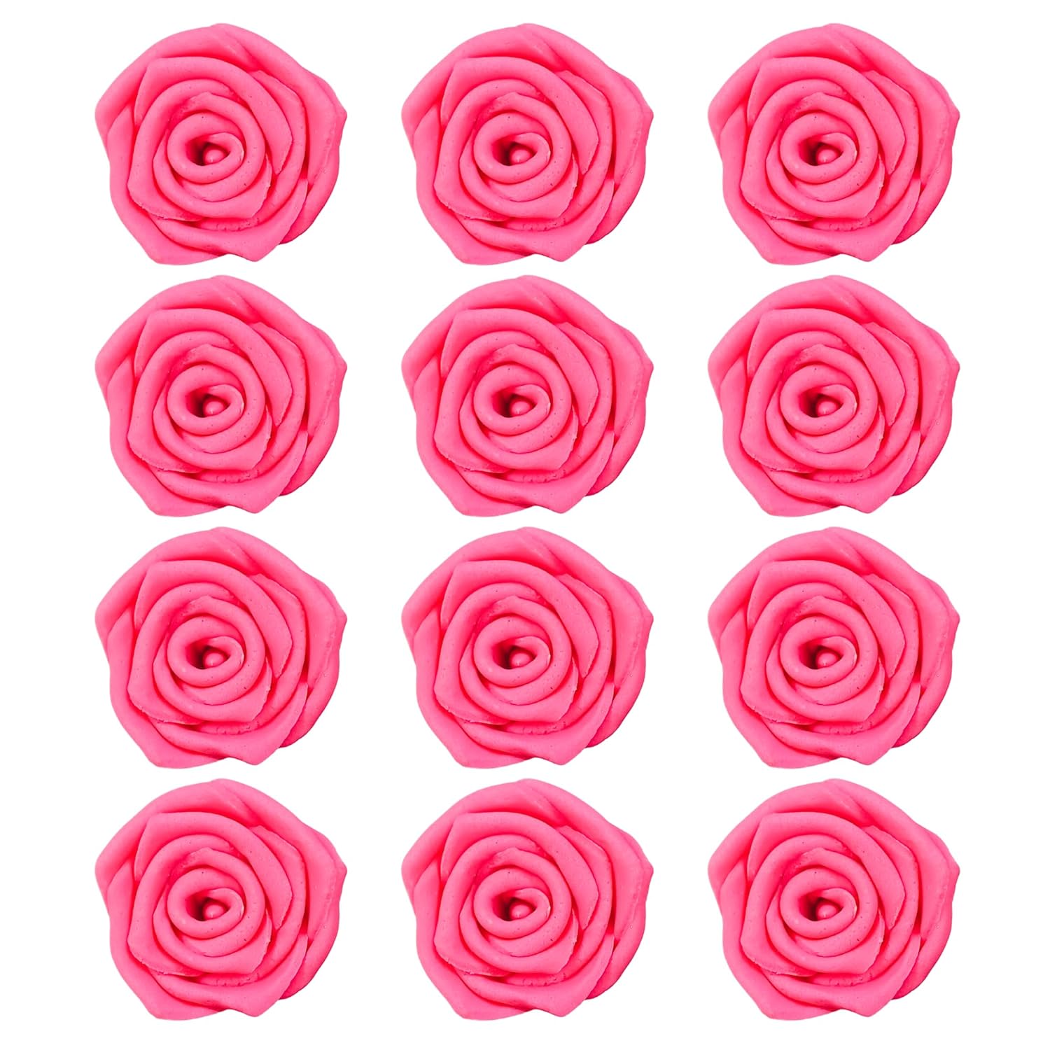 Confect Hot Pink Edible Roses – 12 Pack for Cake & Cupcake Decorating – Vegan, Gluten-Free Floral Toppers for Desserts, Nut-Free & Dairy-Free