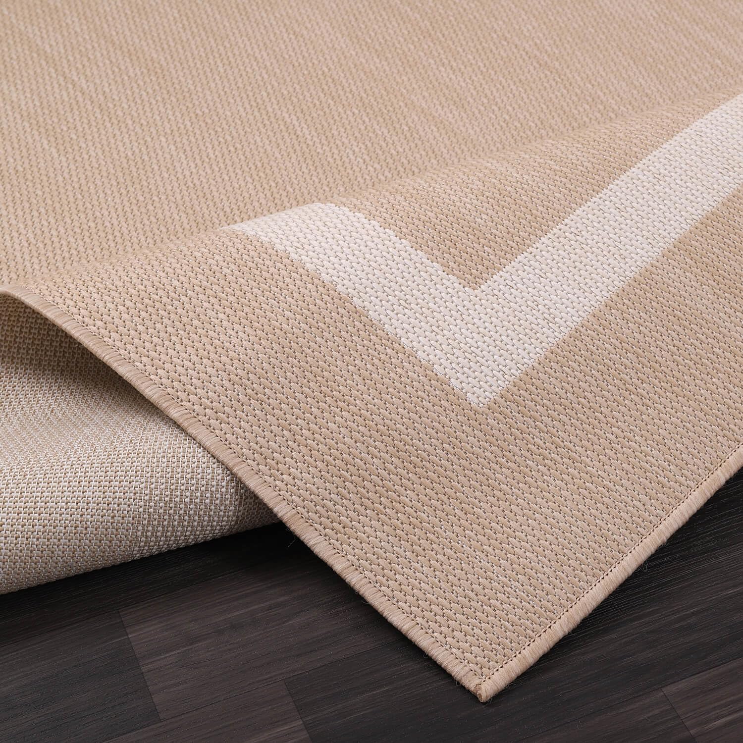 Bordered Outdoor Rug 5x7 Washable Outside Carpet for Indoor Patio Porch Waterproof Easy Cleaning Non Shedding Area Rugs Beige 5 x 7