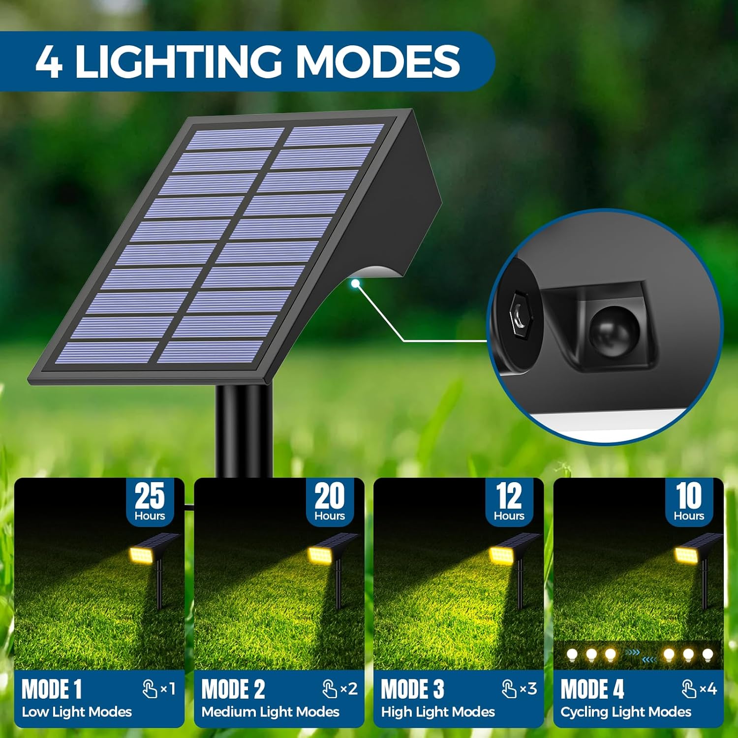 Solar Spot Lights Outdoor Waterproof IP65, Bright LEDs Solar Landscape Lighting for Outside Garden Yard, Solar Powered Spotlights for Accent Uplighting Backyard Statue Palm Tree, 2 Pack/Warm