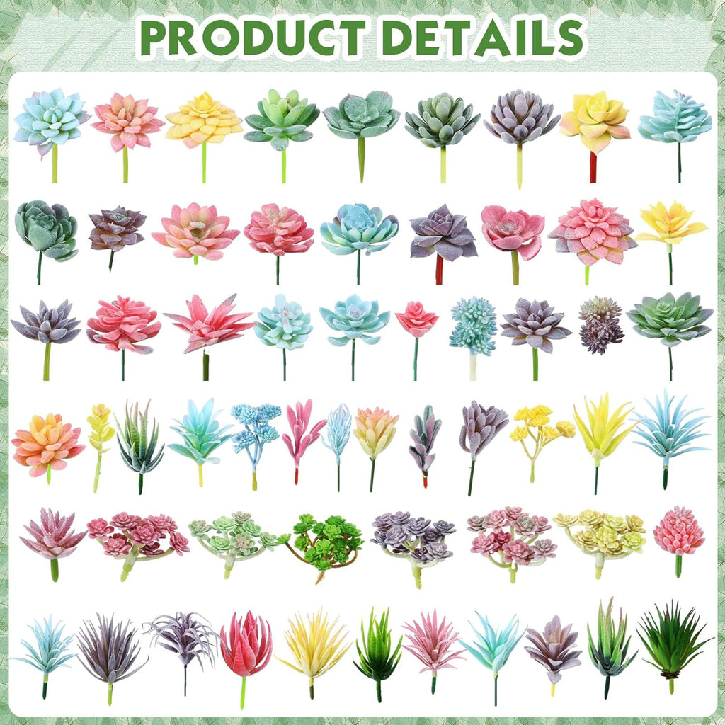 Tigeen 120 Pcs Artificial Plastic Succulents Realistic Textured Assorted Decorative Fake Faux Succulents Unpotted for Lotus Landscape Garden Arrangement