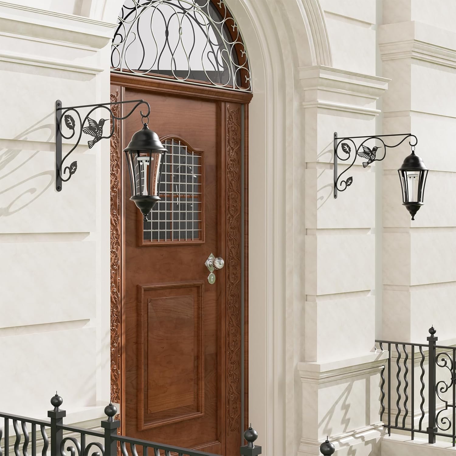 2 Pack Heavy Duty Plant Hooks for Hanging - 12 Inch Metal Wall Hangers Indoor/Outdoor, Sturdy Plant Bracket for Bird Feeders, Planters, Lanterns, Wind Chimes - Patio, Garden, Home Decor (Black)