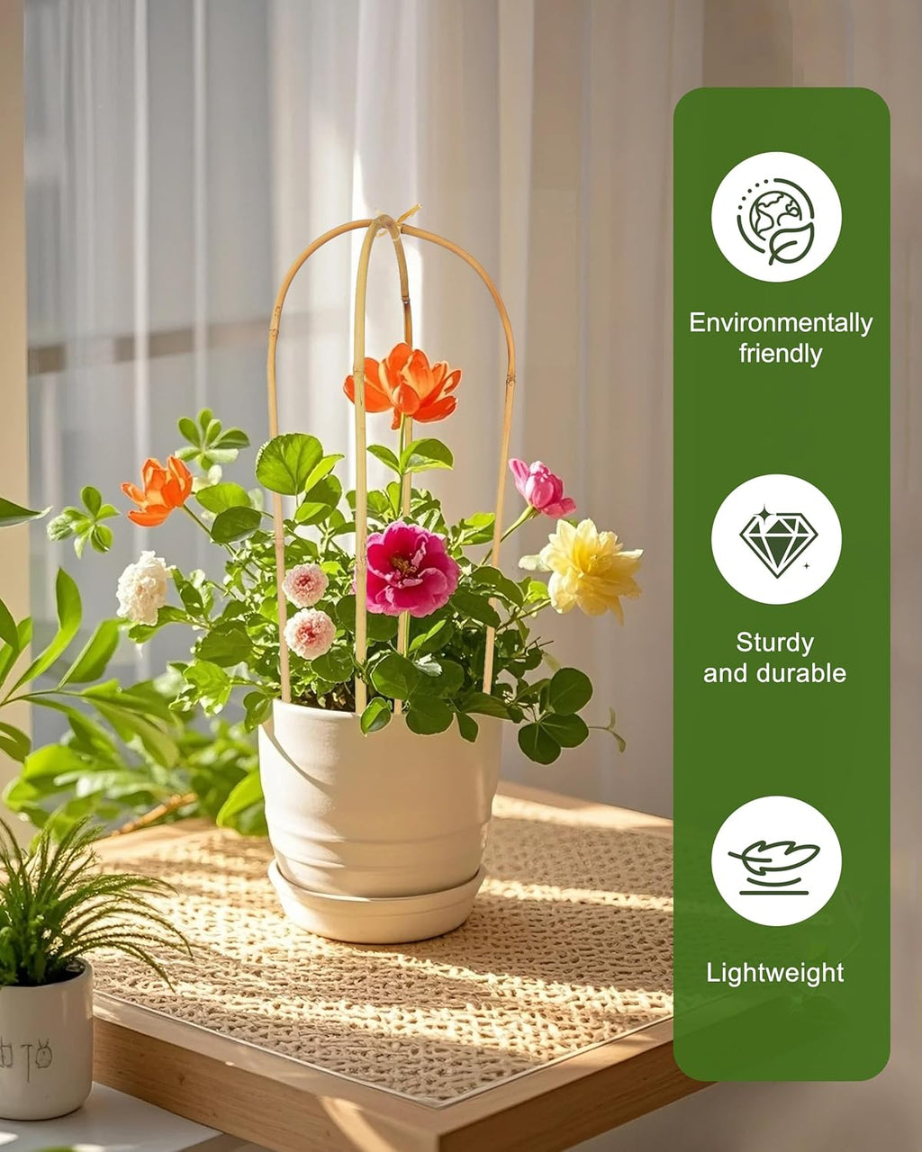 3ft Natural U-Hoops Bamboo Trellis U-Shaped Garden Trellis for Climbing Plants, Vines, Ivy, Flowers, and Potted Plants 3pcs