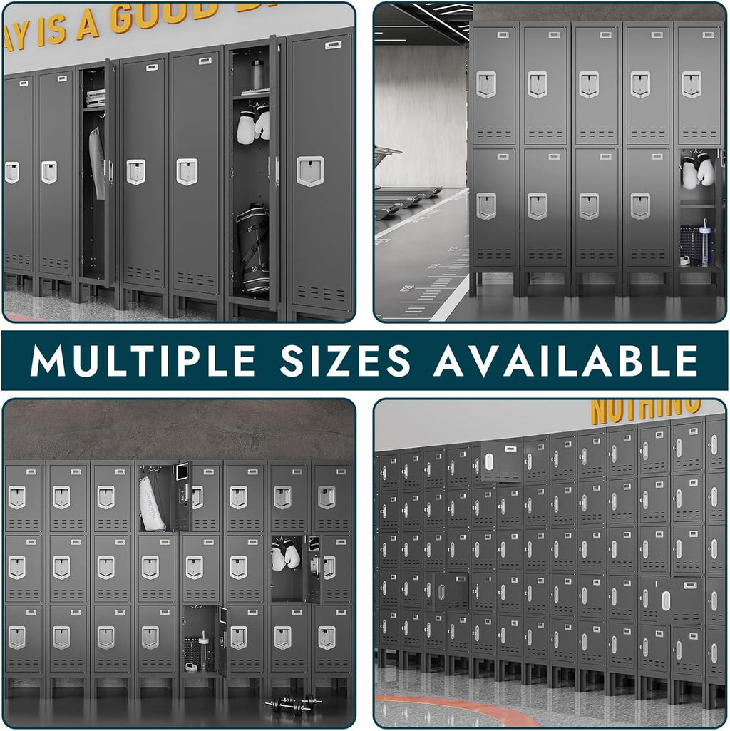 Metal Lockers - 66" Height Steel Lockers for Employees with 5 Door Storage Locker with Card Slot for Employees Gym School Home Office Garage - Assembly Required