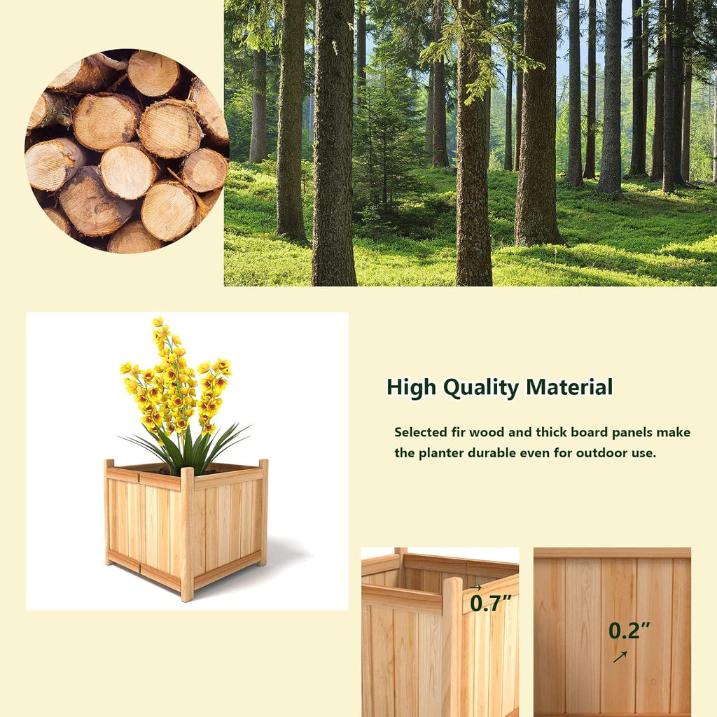 Giantex Raised Garden Bed, Folding Wood Planter for Vegetable Flower, Outdoor Elevated Planting Boxes, Folding Plant Container Patio Lawn Garden Backyard, Easy Assembly, 15" Lx15 Wx14 H