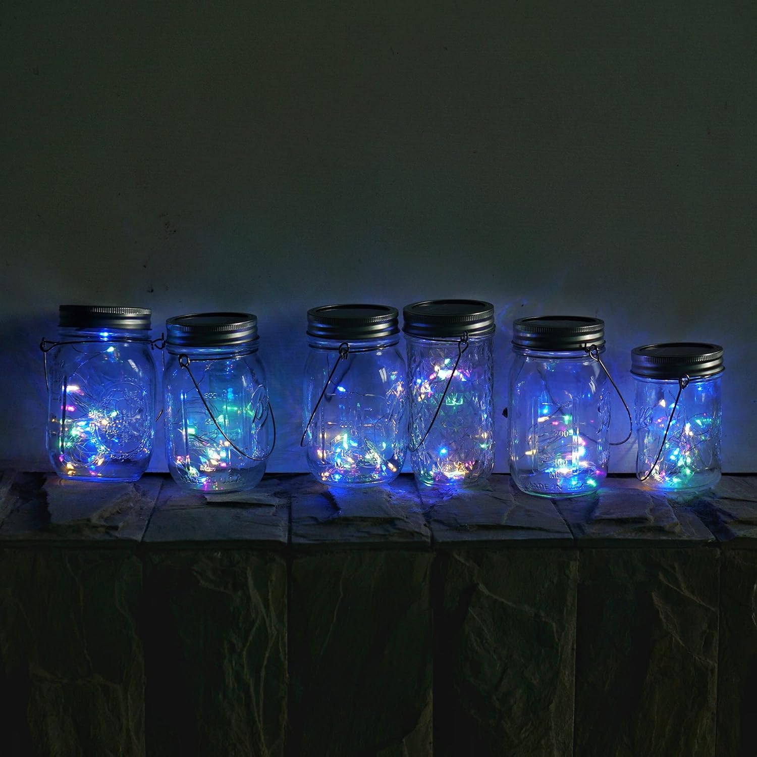 Decorman Solar Mason Jar Lights, 10 Pack 30 LED Fairy Star Firefly String Lids Lights with 10 Hangers for Patio Yard Garden Party Wedding Christmas Decoration(Jars Not Included) (10 Pack, Colorful)