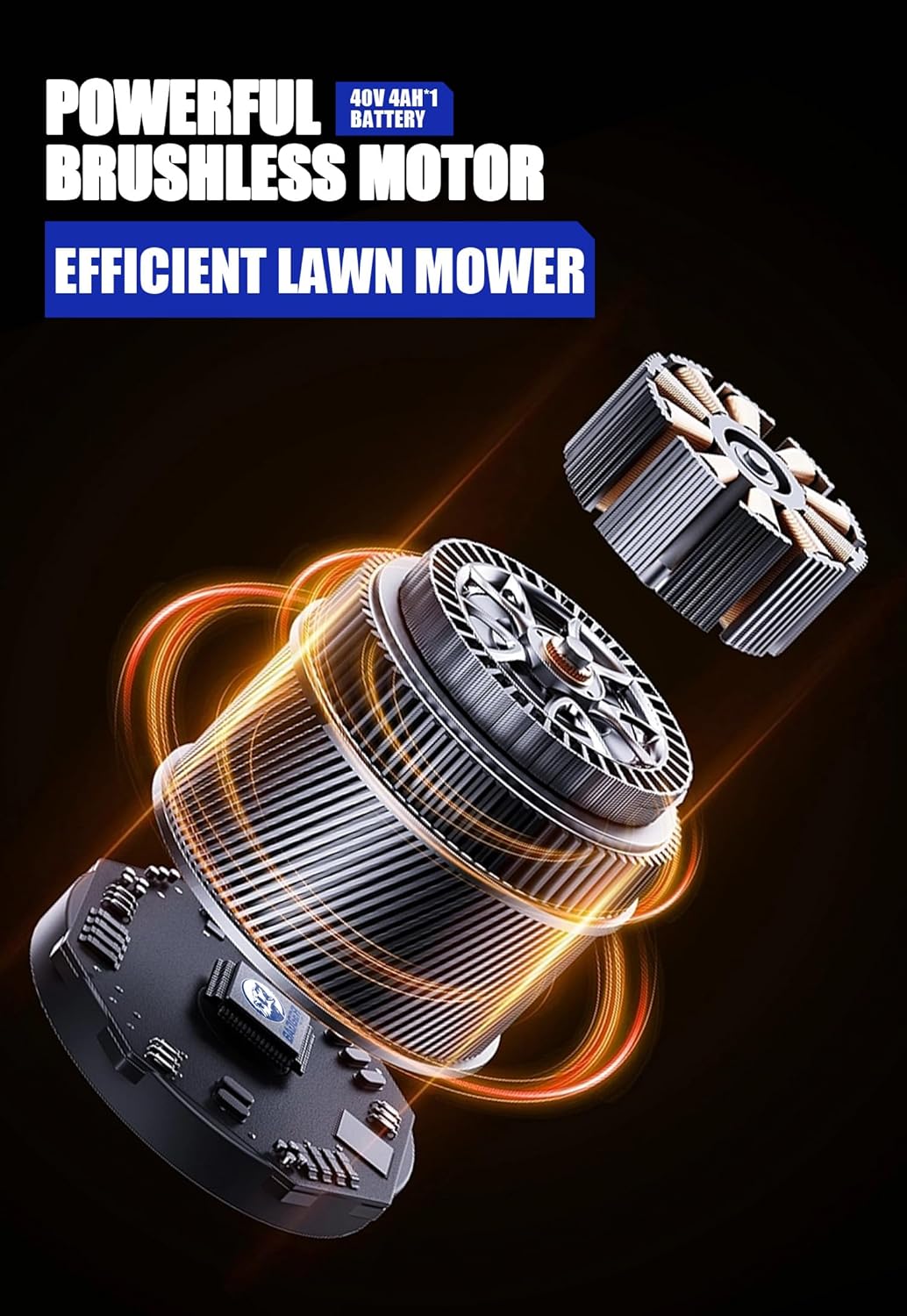 WILD BADGER POWER Lawn Mower 40V Brushless 18" Cordless, 5 Cutting Height Adjustments Electric Lawn Mower, Quickly Folding Within 5’s, 4.0AH Battery and Super Charger Included.