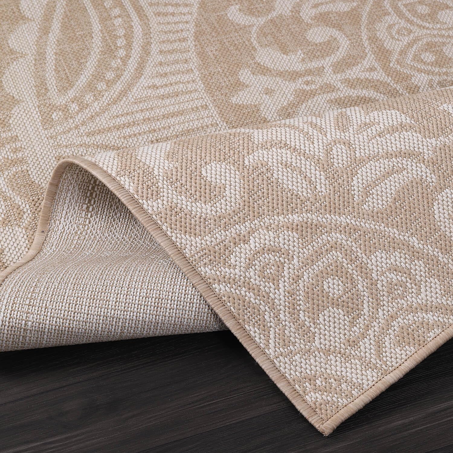 Medallion Outdoor Rug 9x12 Washable Outside Carpet for Indoor Patio Porch Waterproof Easy Cleaning Non Shedding Area Rugs Beige 9 x 12