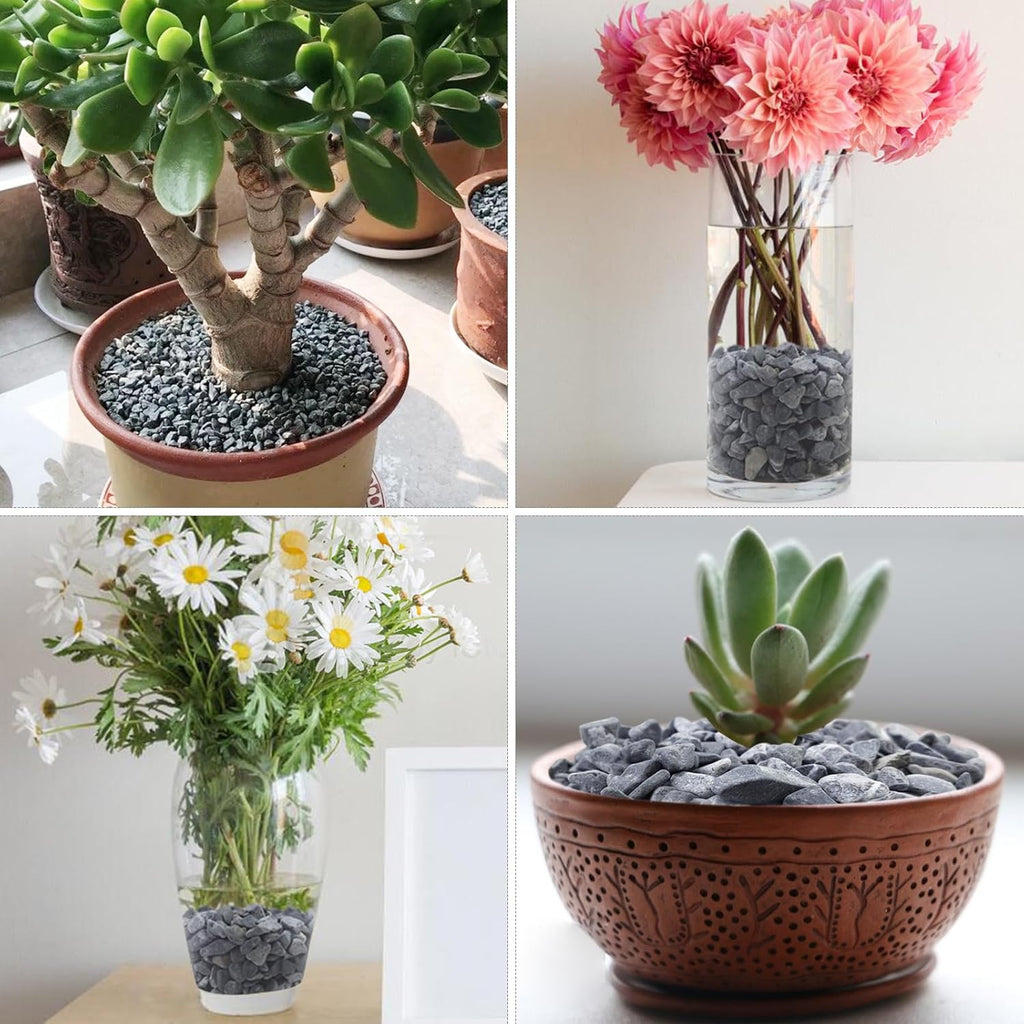 10lbs Grey Pebbles for Landscaping, 3/8inch Small Rocks for Succulent Cactus Plants, Natural Polished Pebbles, River Rocks for Plants, Vases, Garden