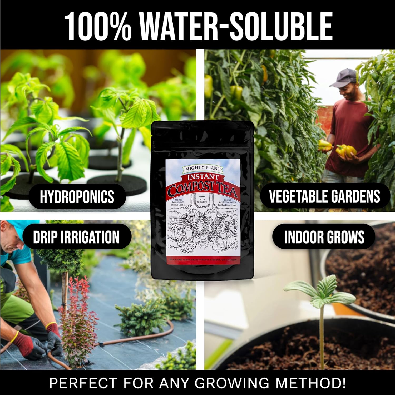 Organic Instant Compost Tea (5 oz) – Probiotic Plant Food Bloom Booster & Yield Booster for Hydroponics & All Gardening Types | Microbial Formula Converts Amino Acids for Enhanced Growth (5, Ounces)