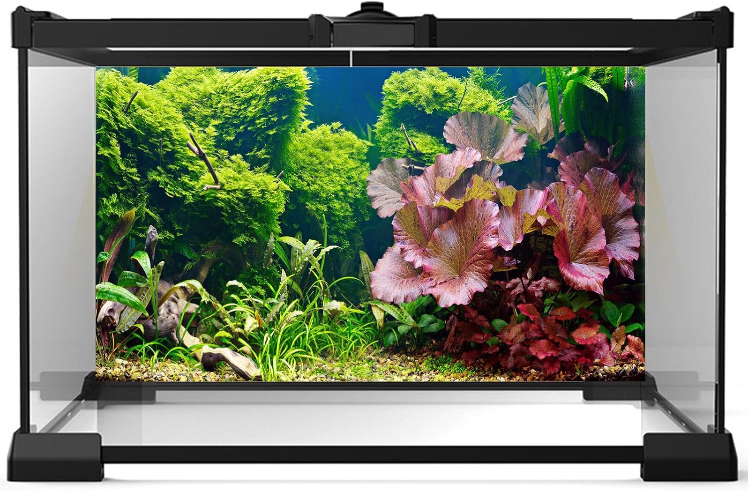 Aquarium Background Underwater Grass Leaves Pebble Aquarium Backdrop Vivid and Fresh Green Aquatic Plant Background Stone River Bed DeadWood Purple Leaves Tank Background Decor Vinyl 72x16in