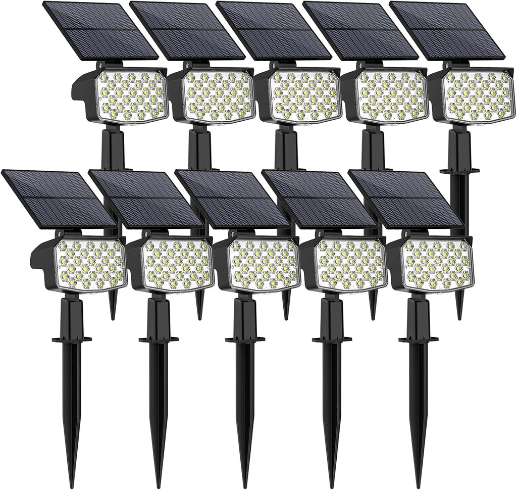 WELALO Solar Spot Lights Outdoor, [10 Pack/3 Modes] Solar Landscape Spotlights, Adjustable Solar Powered Security Lights, IP65 Waterproof Wall Lights for Walkway, Yard, Garden, Driveway (Cool White)