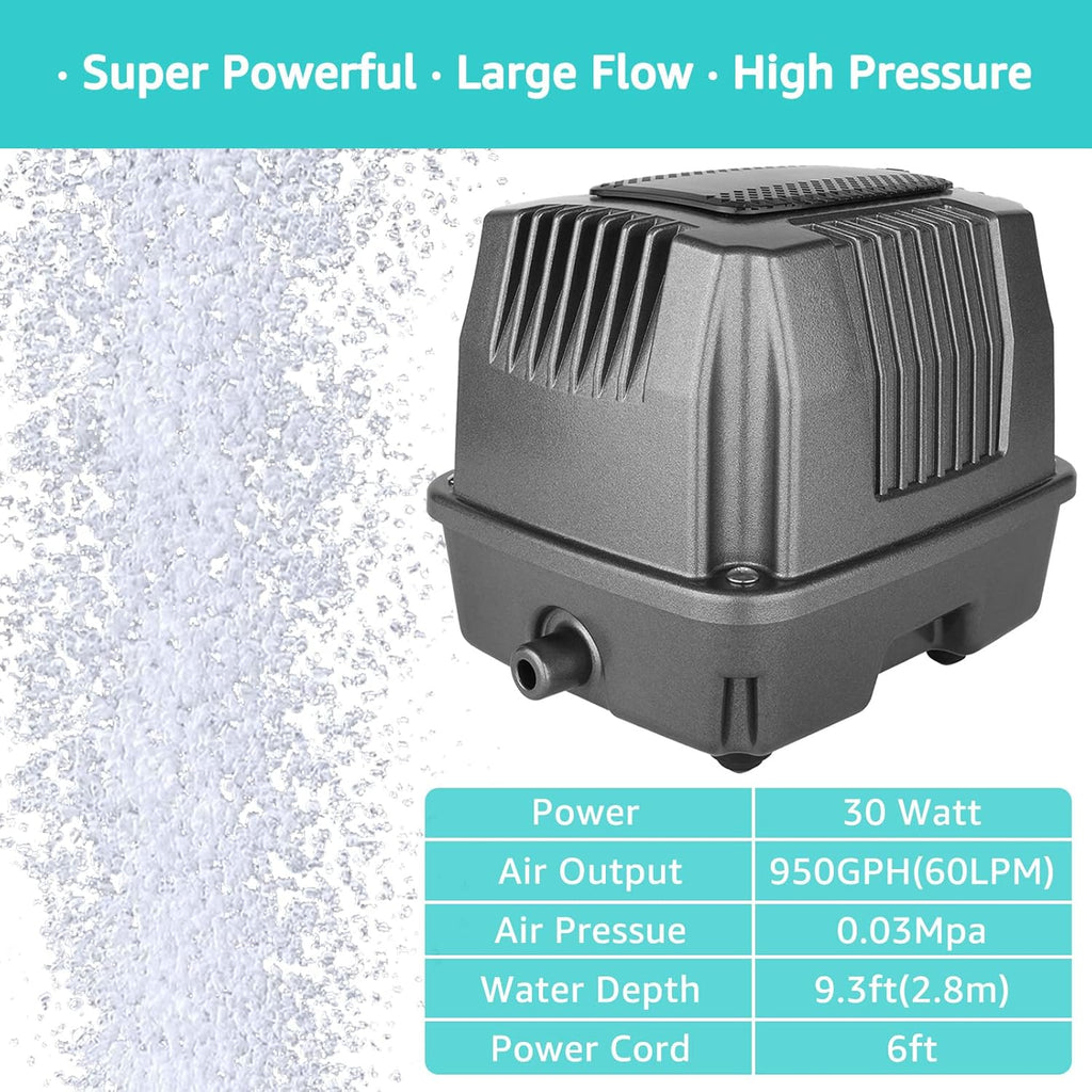 Linear Air Pump for Aeration, 950GPH Septic Air Pump Pond Aerator for Koi Pond, Aquarium, Waste Treatment, Fish Farm, Seafood Restaurant, Hydroponic