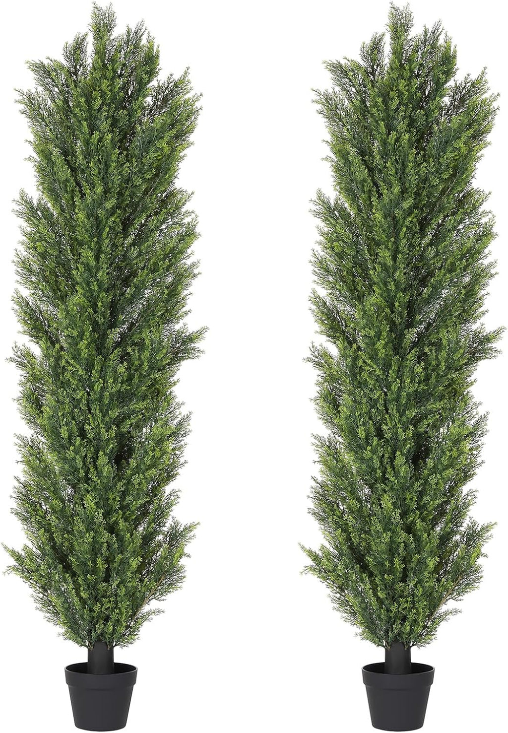 THE BLOOM TIMES 6ft Tall Topiary Trees Artificial Outdoor – UV Resistant Faux Cedar Pine Cypress Bushes and Shrubs, Fake Potted Plants for Front Porch Outside Planter Patio Decor, Set of 2 (6 Foot)