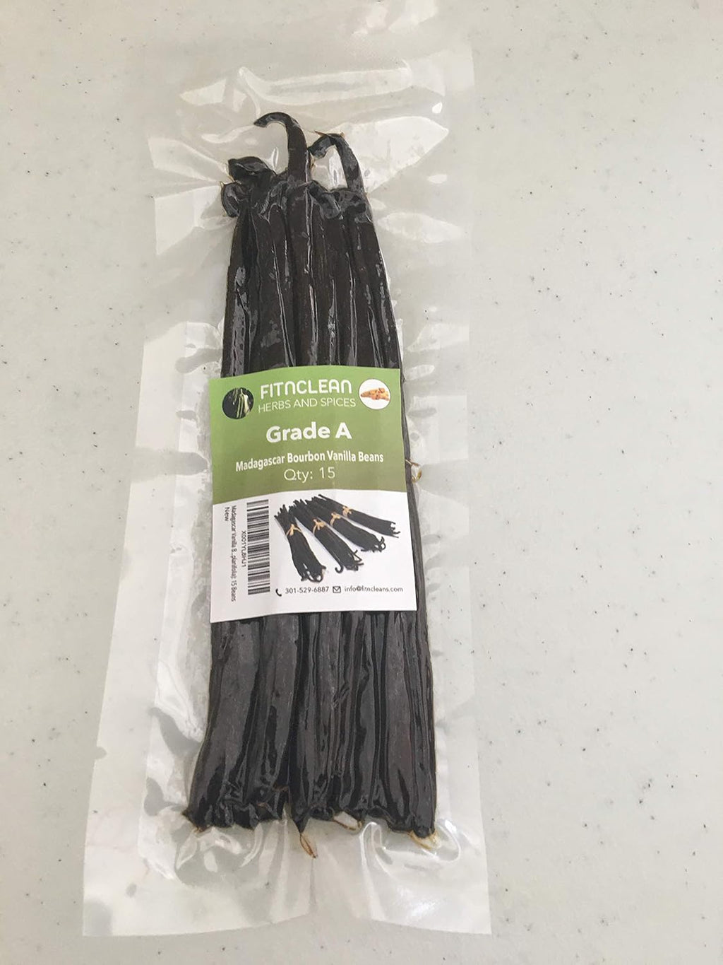 15 Organic Grade A Madagascar Vanilla Beans for Extract and Baking by FITNCLEAN VANILLA| Certified USDA Organic. 6"-7.5" Bulk Bourbon Fresh NON-GMO Whole Gourmet Pods