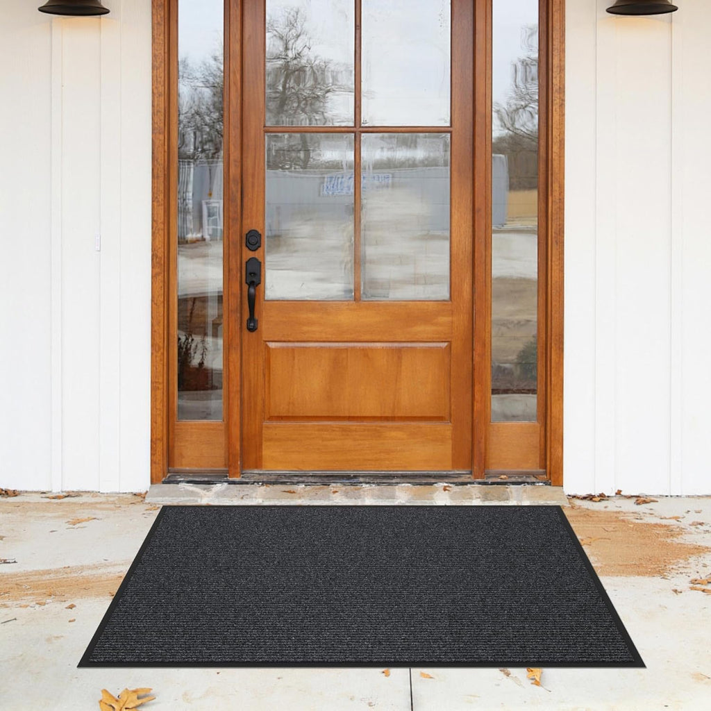 Front Door Mat, Heavy Duty Indoor Outdoor Entrance Door Mat, 96" x 48" Commercial Door Mats for Entryway, Durable Non-Slip Rubber Backing, Low-Profile Welcome Mats for Entry, Gray