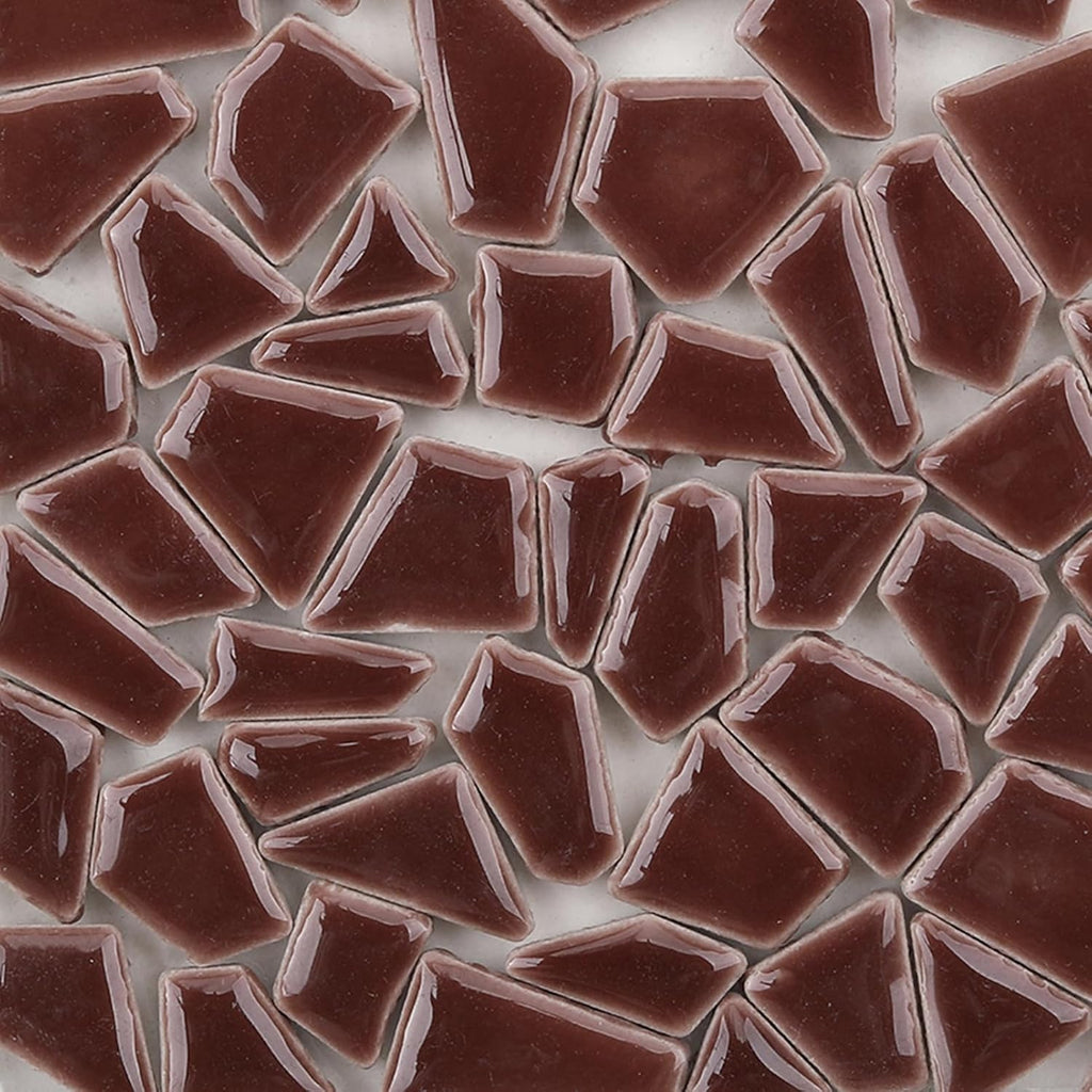 Mosaic Tiles Triangles Trapezoids Polygons Ceramic Crystal Mosaic Glass Tile for Crafts Bulk DIY Picture Frames Handmade Jewelry Coasters Art Material Decoration,Irregular Size, 200g (Brown)
