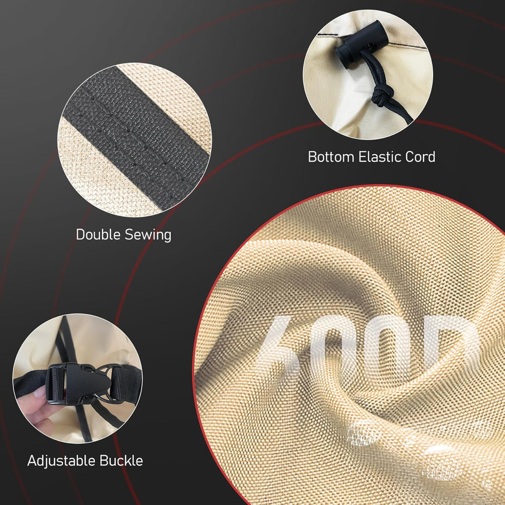 Fire Pit Cover Round 36 Inch - Outdoor Firepit Cover Waterproof & Heavy Duty, 600D Patio Fire Table Cover Gas Fire Pit Accessories Fade & Weather Resistant - 36 x 36 x 20 Inch