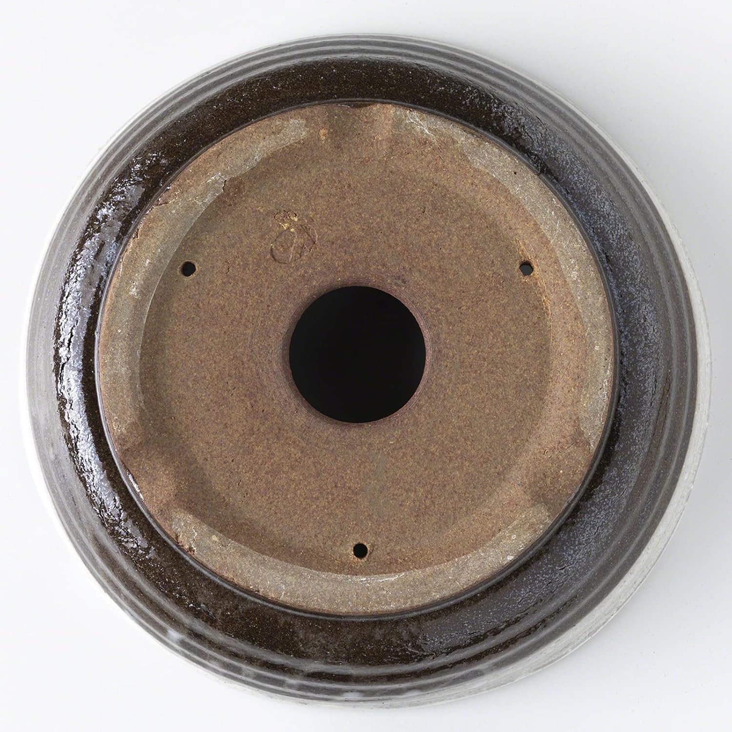 Wazakura Shigaraki Series Handmade White Stripe Glazed Ceramic Bonsai Pot with Drainage Hole, 8.2 (210 mm) Made in Japan, Garden Training Container, Flower Planter, Succulent Bowl - Big Size