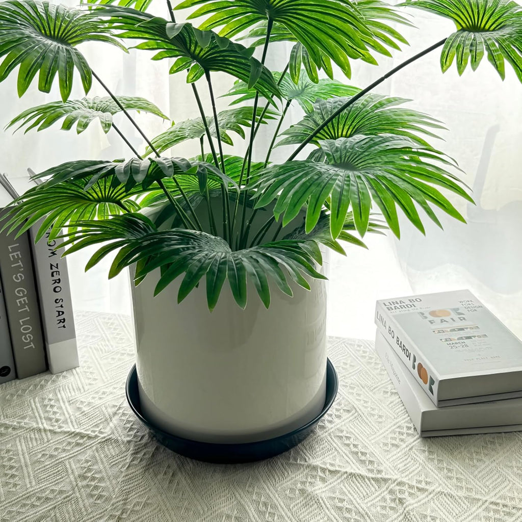 14 Inch Plant Saucer Tray 4 5 6 8 10 12 14 15 Inch Ceramic Plant Saucers for Indoors Outdoor, Drainage Drip Water Trays for Planter Pots Flower, Glazed Pot Saucers Trays (15 Inch)