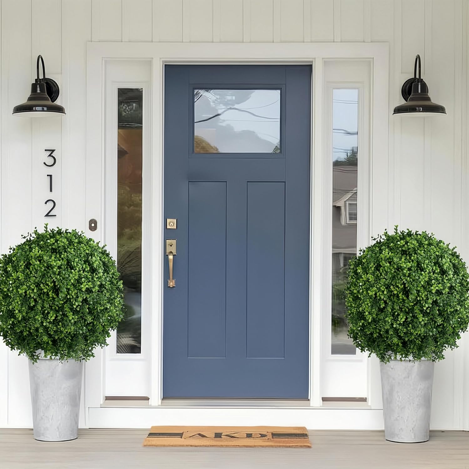 QIANYUN Artificial Topiary Trees Outdoor – 18 Inch Fake Boxwood Plants, UV Resistant Faux Shrubs for Outdoor/Indoor Decor, Perfect for Porch, Garden, Backyard