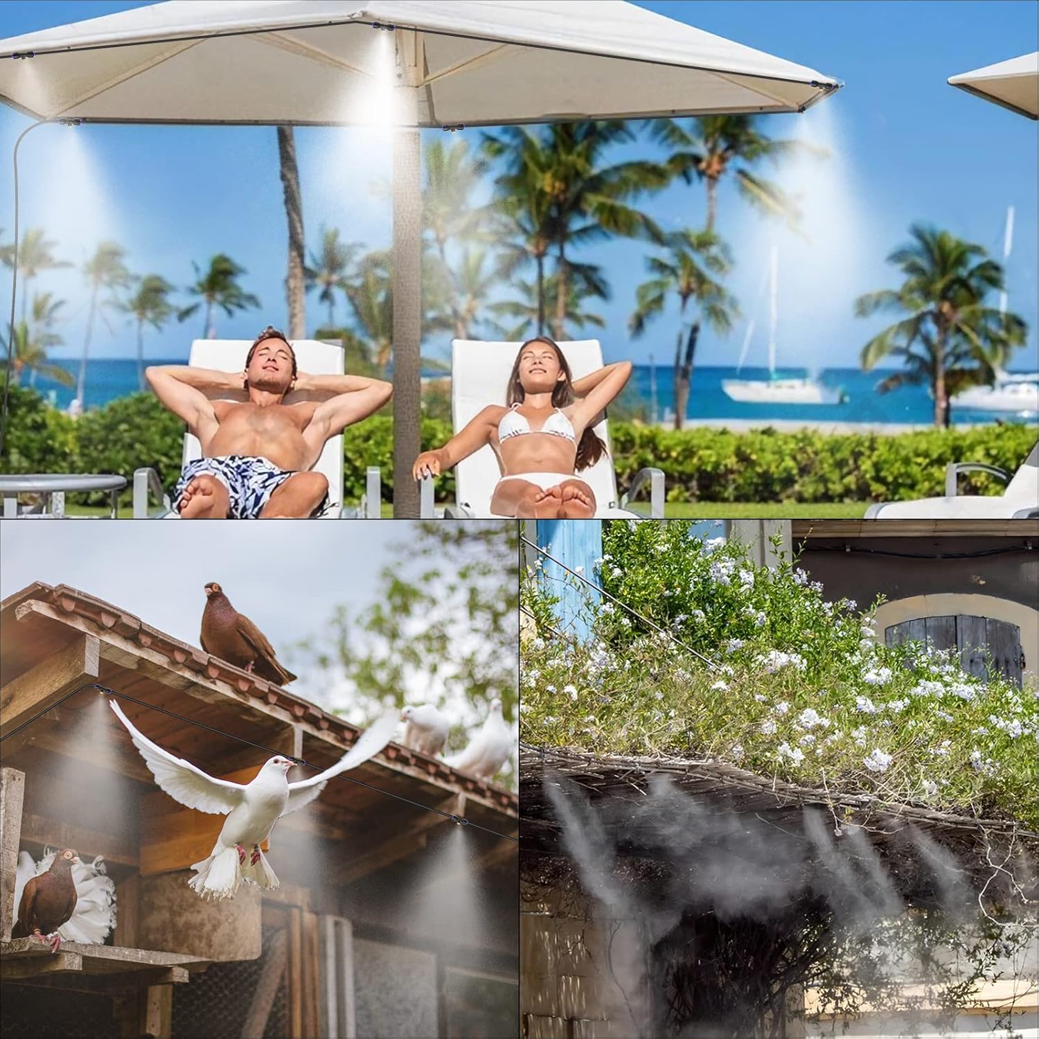 Misting System with Water Filter - Upgraded Signice 26 Ft (8M) Line & 7 Brass Mist Nozzles Outdoor Misters for Patio Cooling Mister Systems Kit for Outside Garden Backyard Greenhouse (Black)