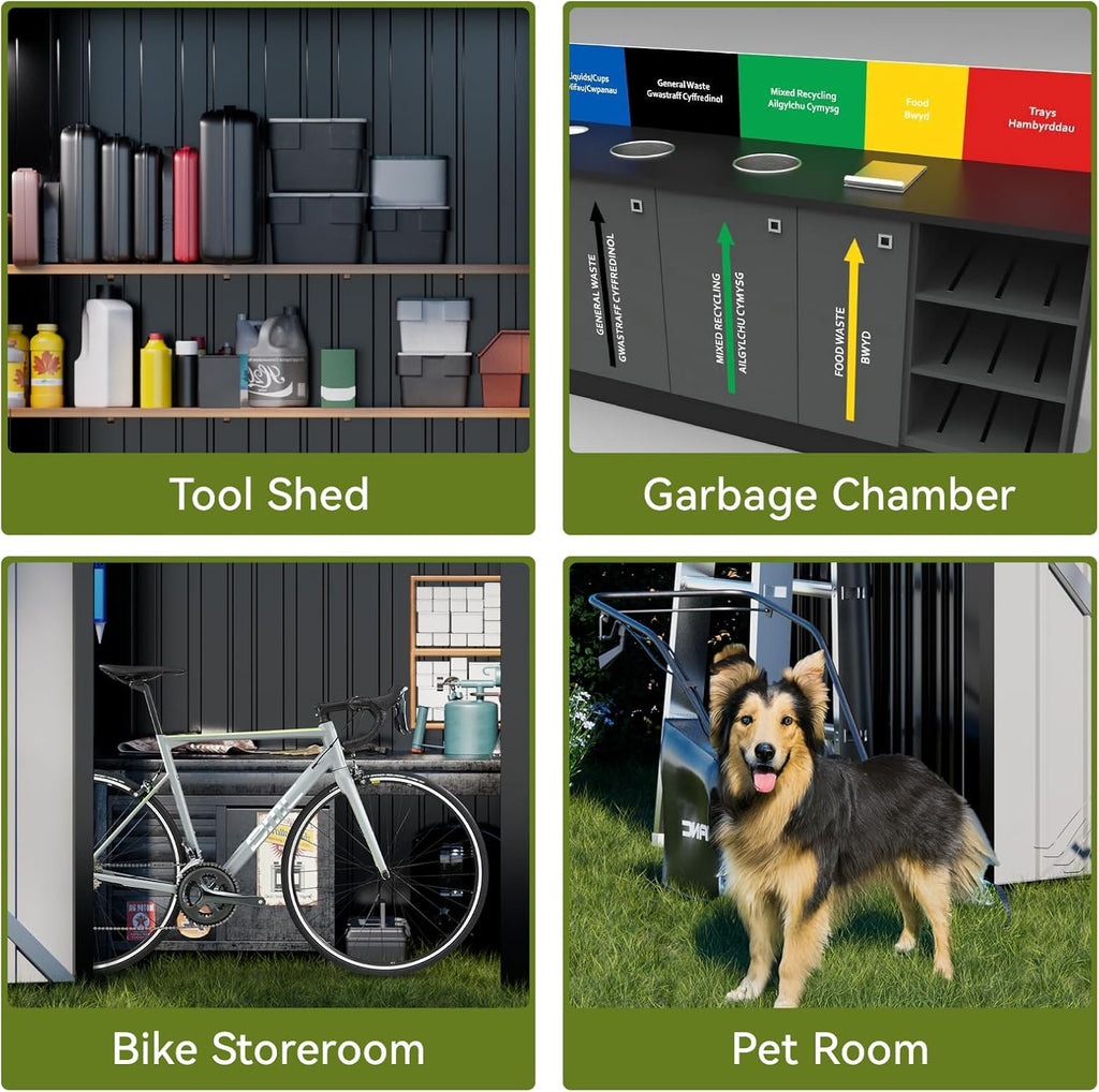 COMHOMA Shed Outdoor Storage Shed Metal,Lockable Doors Tool Sheds with Sloping Roof,Steel Garden Shed with Air Vent for Backyard,Patio,Lawn,Poolside (Grey, 5'*3')