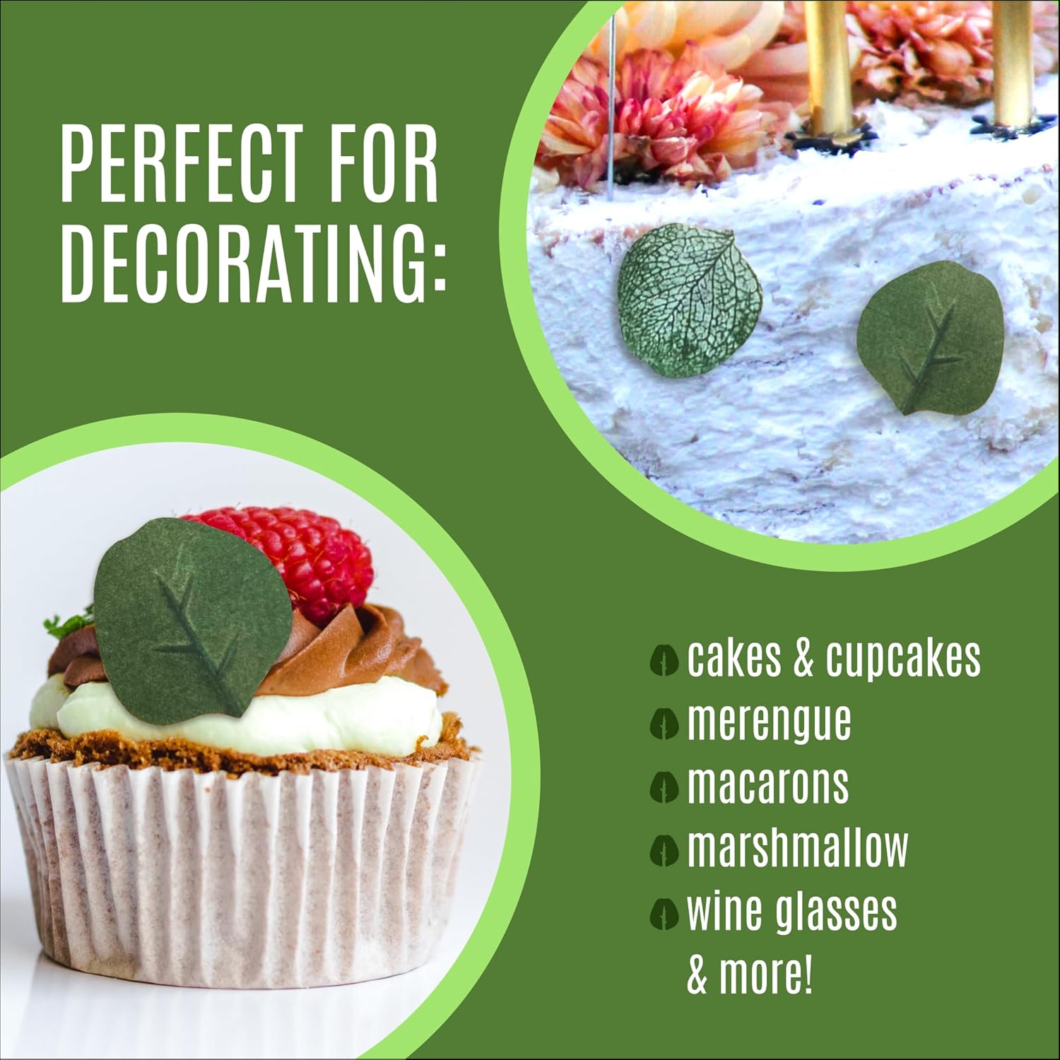 Sugar Robot - Edible Eucalyptus Leaves - Small Size - Edible leaves for cake decorating - Premium Crafted - Made in the USA Cake -Set of 24 (Eucalyptus Leaves)