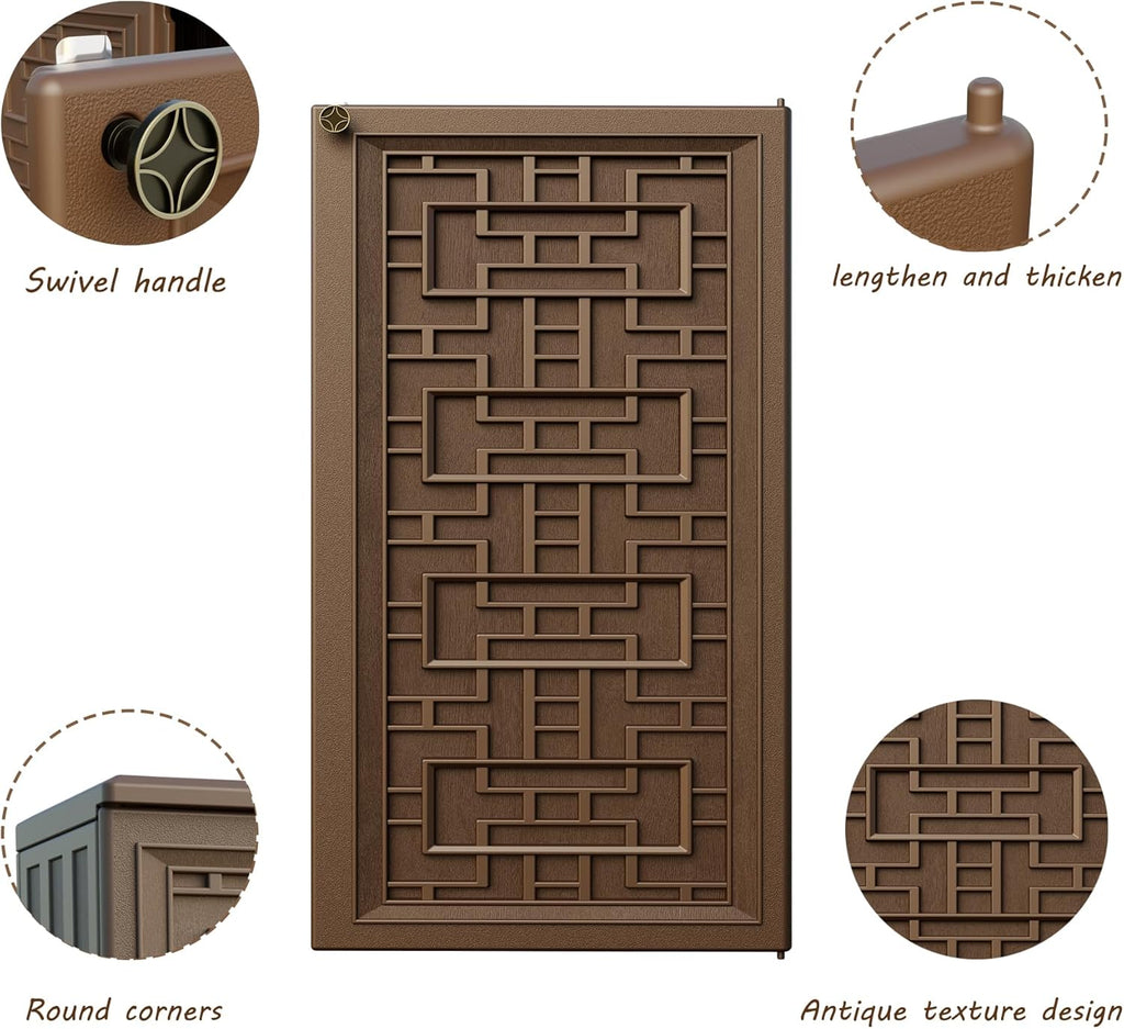 Storage Box Outdoor Caninet,Resin Indoor Storage Box Waterproof Outdoor Storage Cabinets for Patio/Garden/Backyard, Size 34.3''L*15''W*36.2''H(Brown)