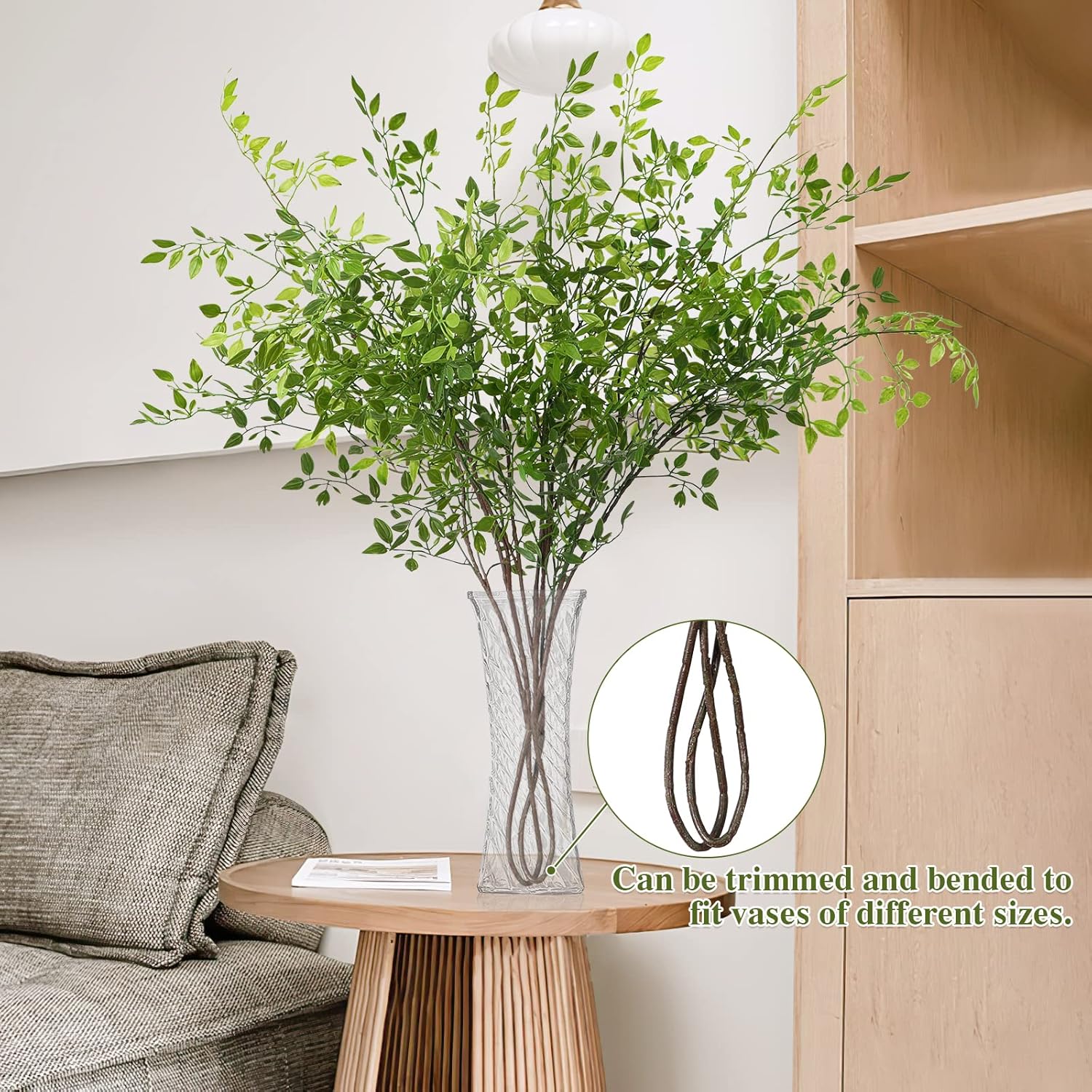 Dremisland Artificial Plant 43.3 Inch Artificial Bamboo Plant Branch 2 Pcs Artificial Green Stems Lucky Bamboo Plants Fake Shrubs Plants Bushes for Home Wedding Office Garden Decor (Green)