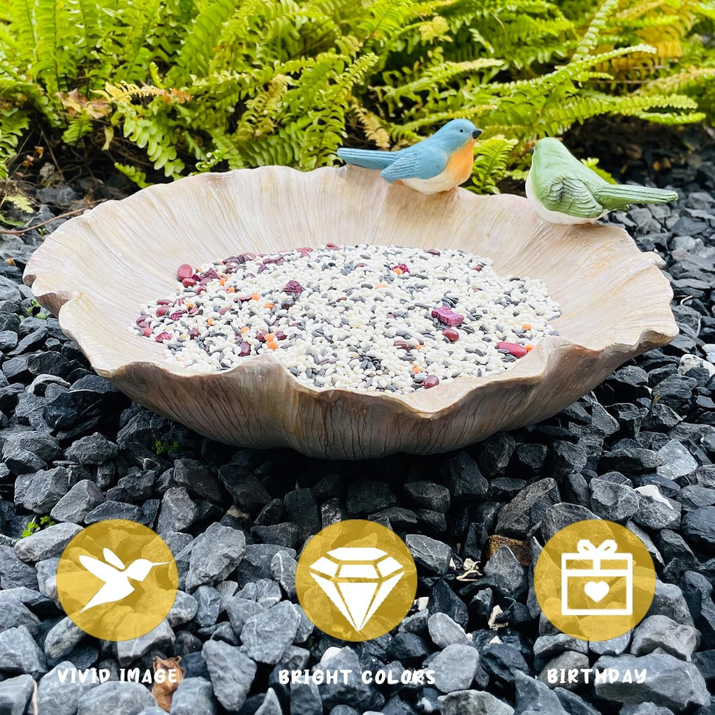 Ground Standing Bird Bath and Feeder, Wild Hummingbird Bath, Resin Feeding Tray for Outdoor Yard Decorations
