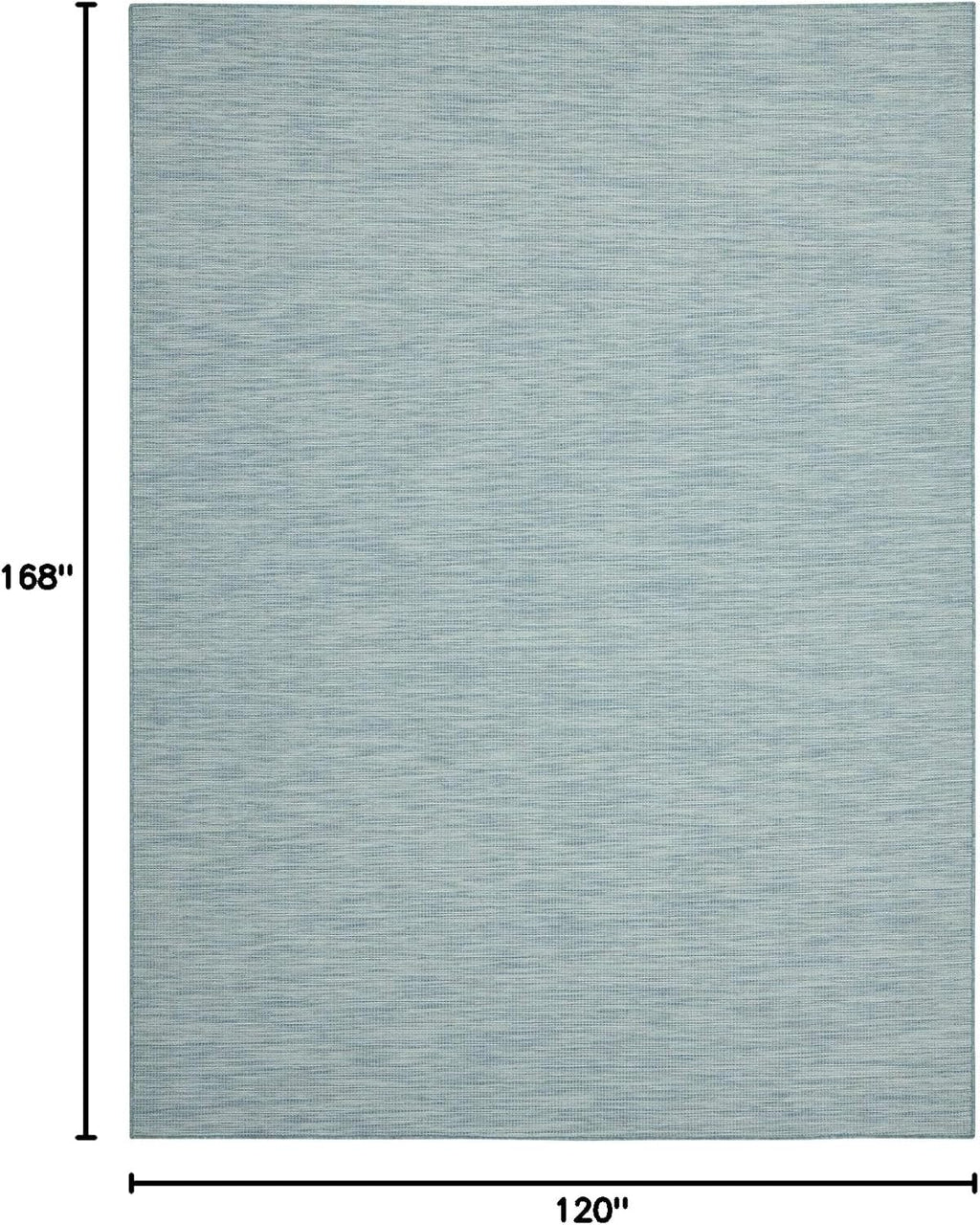 Nourison Positano Indoor/Outdoor Aqua 10' x 14' Area Rug, Easy Cleaning, Non Shedding, Bed Room, Living Room, Dining Room, Backyard, Deck, Patio (10x14)