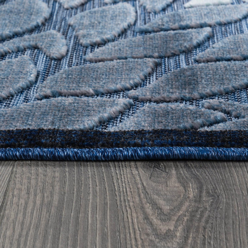 Beverly Rug Outdoor Runner Rug 2x7 Modern Floral Tropical Area Rugs for Indoor and Outdoor Patio Easy to Clean Non Shedding Living Room Porch Garden Washable Outside Carpet (2 x 7 Navy Blue)