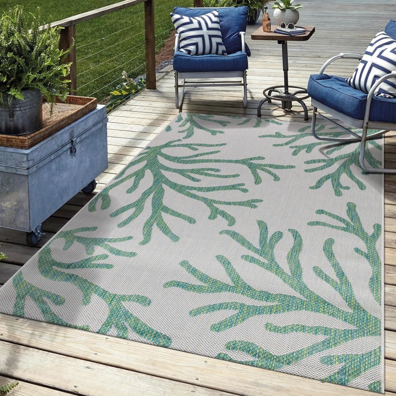 Keen Home Design Terrace Outdoor Throw Rug - 3x5 Washable Indoor/Outdoor Rug for Patio, Kitchen, Balcony, Beach, Garden, Deck and Porch, Size: 3'x5'