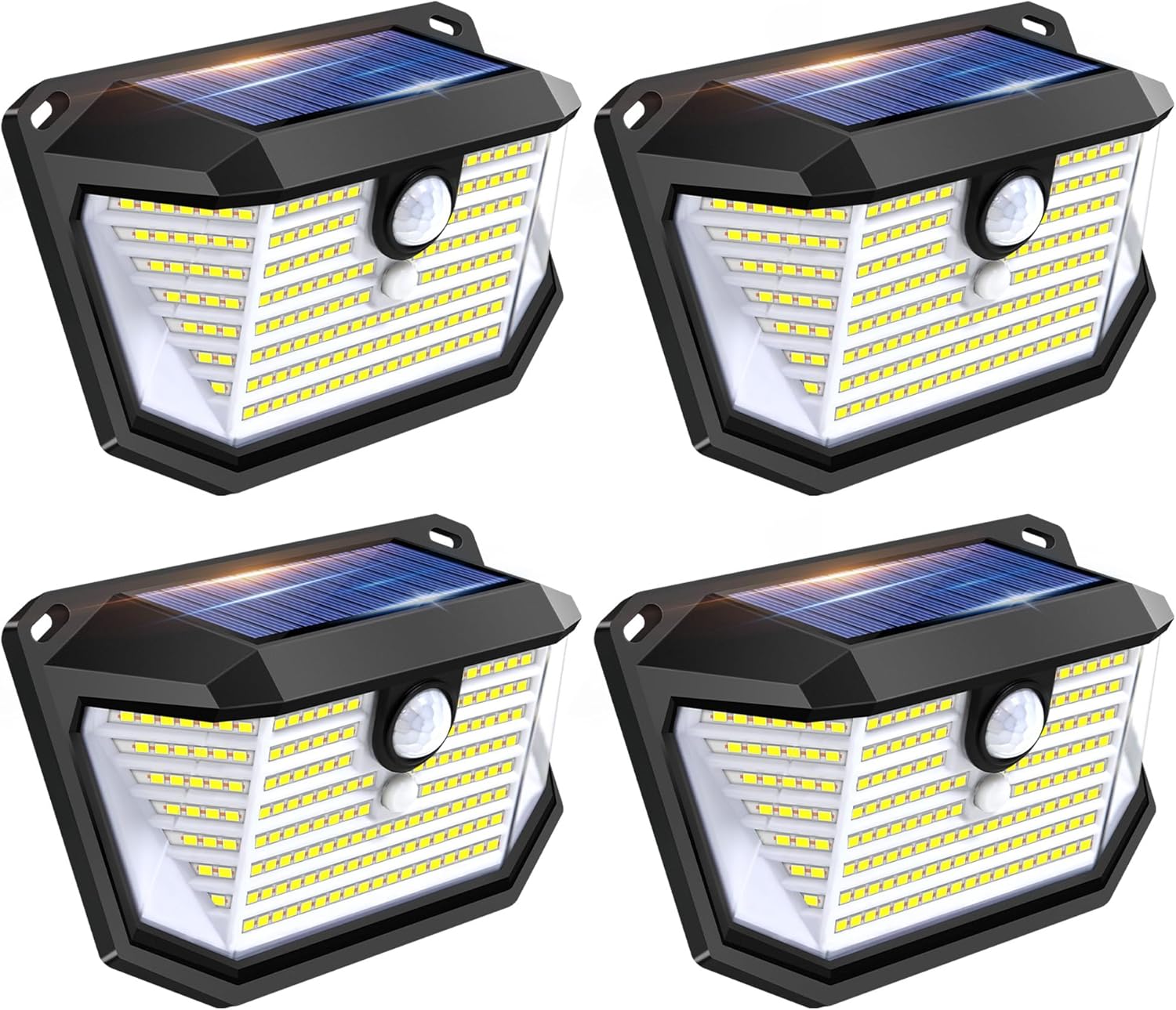 Solar Lights Outdoor Motion Sensor, 178 LED 300LM Waterproof IP65, Wall Mounted Security Light with 3 Modes, 270° Wide AngleWide Angle, Solar Powered for Garden, Yard, Patio, Front Door(4Pack)