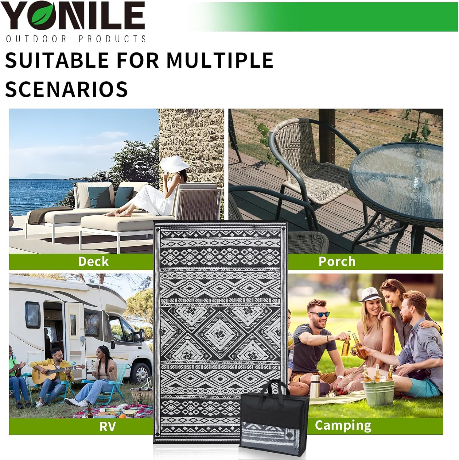 Outdoor Rug 8x10 ft Waterproof, Reversible Outdoor Plastic Straw Rug for Patios Clearance, Outdoor Area Rug Carpet RV Mat for Camping Backyard Deck Porch