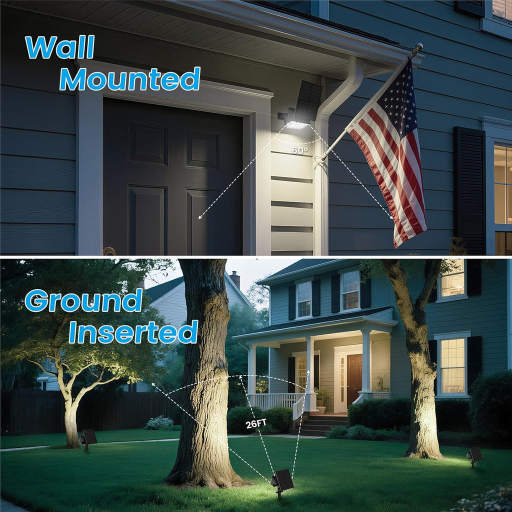 VOLISUN Solar Spotlight Outdoor, IP67 Waterproof Solar Landscape Spot Lights，Uplights for Yard Garden Pathway - 2 Pack (Cool White) 27 LED 3 Lighting Modes