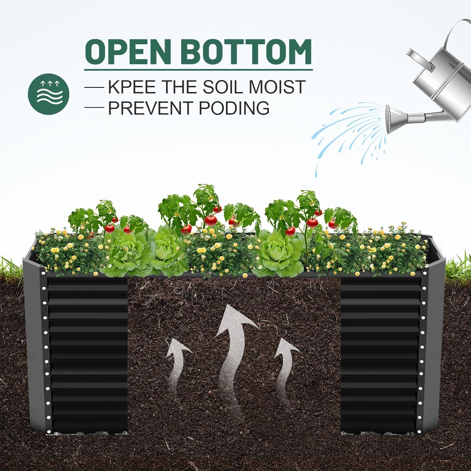 Land Guard 8x4x3ft Rectangular Galvanized Raised Garden Beds, Large-Capacity Metal Planter Box Outdoor, Durable Deep Raised Garden Bed 3ft Tall, Raised Beds for Gardening Vegetables, Dark Grey