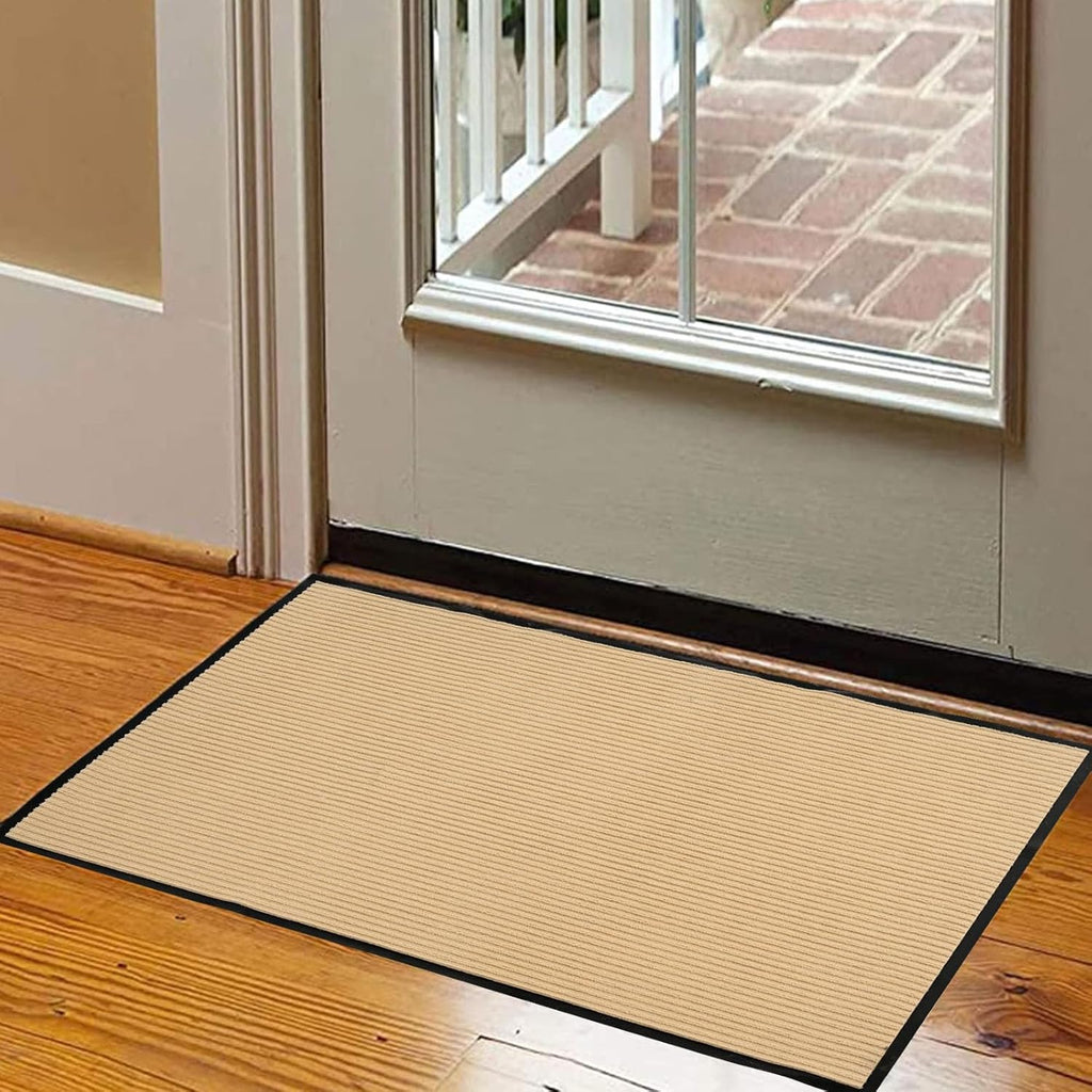 fani Heavy Duty Large Outdoor Indoor Entrance Black Doormat Waterproof Low Profile Entrance Rug Front Door Mat Patio Anti-Skid Rubber Back, 48x72 inch (Beige)