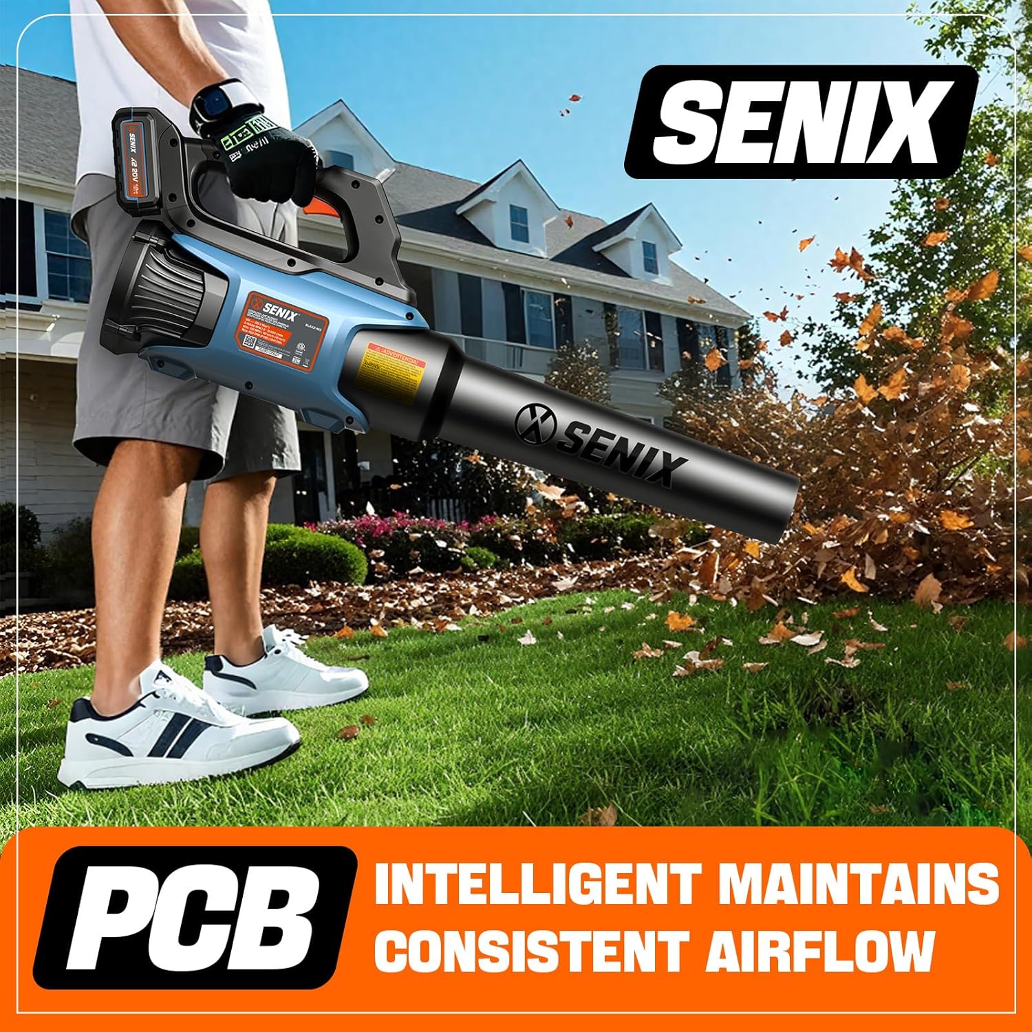 SENIX 20V Max Leaf Blower, Cordless, Brushless, Handheld, Up to 350 CFM and 80 MPH, 2 Speed Mode, Cruise Control, Lightweight, Tool Only, Battery and Charger Not Included(BLAX2-M-0)