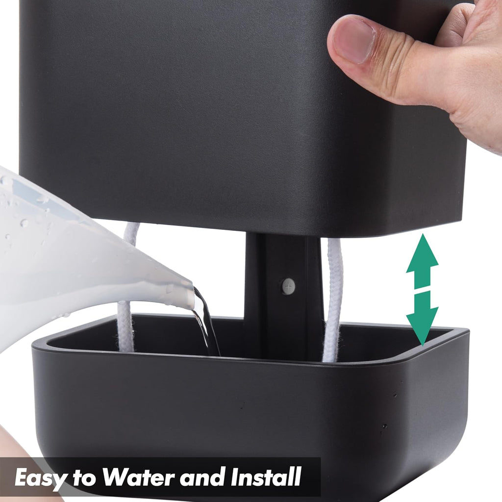 Phoenix Vine 6.5-Inch Wall Mounted Self-Watering Planter Pot for Indoor Houseplants and Herbs | Modern Hanging Planter for Window Sills, Bathroom Walls, Home & Office Décor, Black, Set of 1, 01-WP-B-1