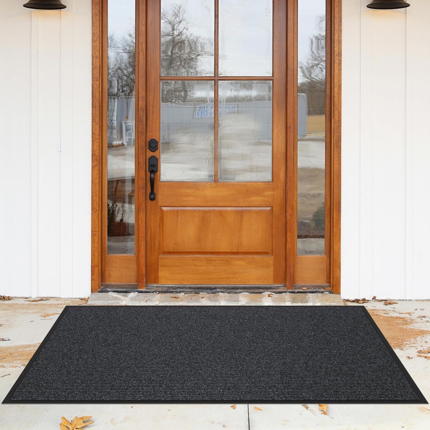 Front Door Mat, 72" x 48" Heavy Duty Indoor Outdoor Entrance Mat for Commercial Entryway, Welcome Durable Non-Slip Rubber Backing, Low-Profile for Entry, Gray