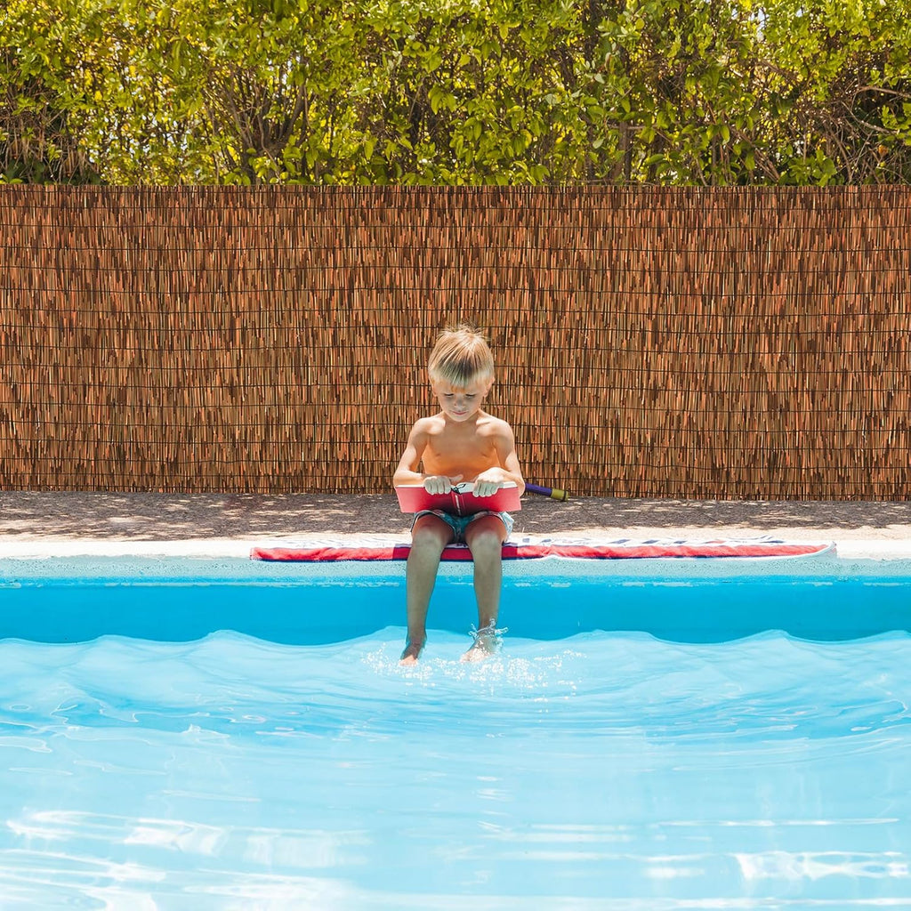 Brown 6FT X 16.4FT Reed Fencing Roll, Balcony Privacy Reed Shade Bamboo Fencing Garden Fence Border, Wind Block Sunshade Fence Screen for Outdoor Yard Patio Flower Bed Edge