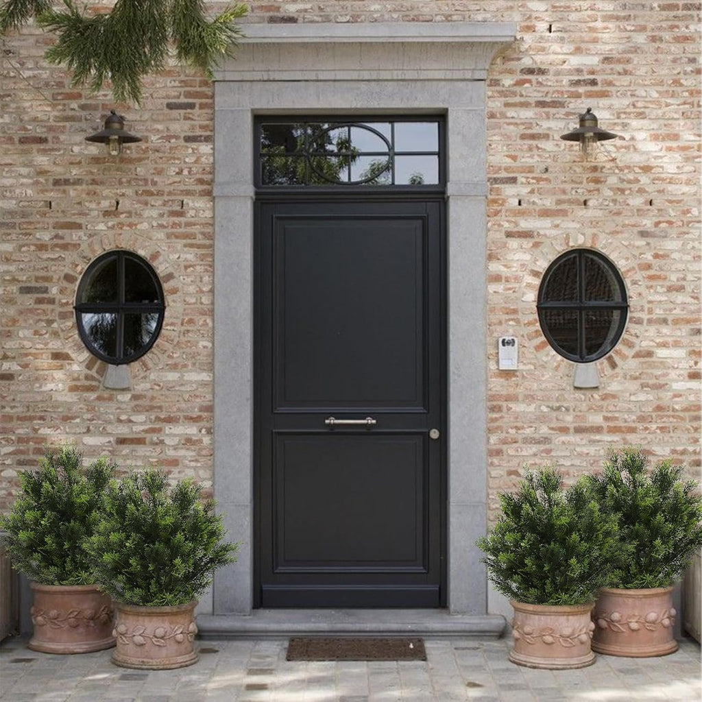 momoplant 31 Inch Tall Artificial Cedar Topiary Tree Set of 2 Faux Cypress Evergreen Potted Plants for Outdoor & Indoor Decor