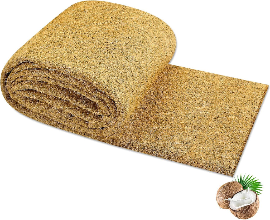 Coco Liner Roll 24x160 Inch, Natural Coconut Liners for Planter Flower Basket, Thick Coco Fiber Mat for Hanging Basket, Garden Decoration, Animal Pet Pads, Reptile Carpet