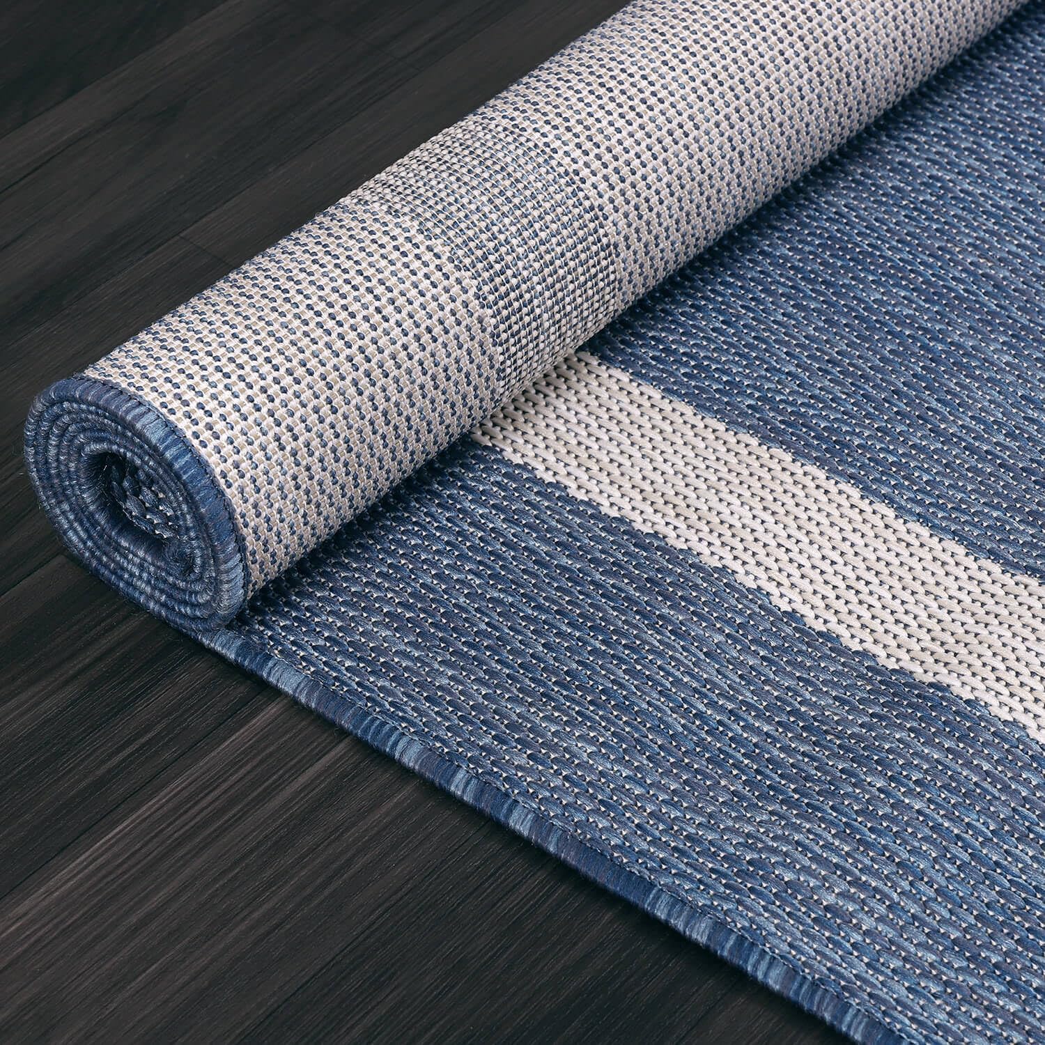 Bordered Outdoor Rug 5x7 Washable Outside Carpet for Indoor Patio Porch Waterproof Easy Cleaning Non Shedding Area Rugs Blue 5 x 7