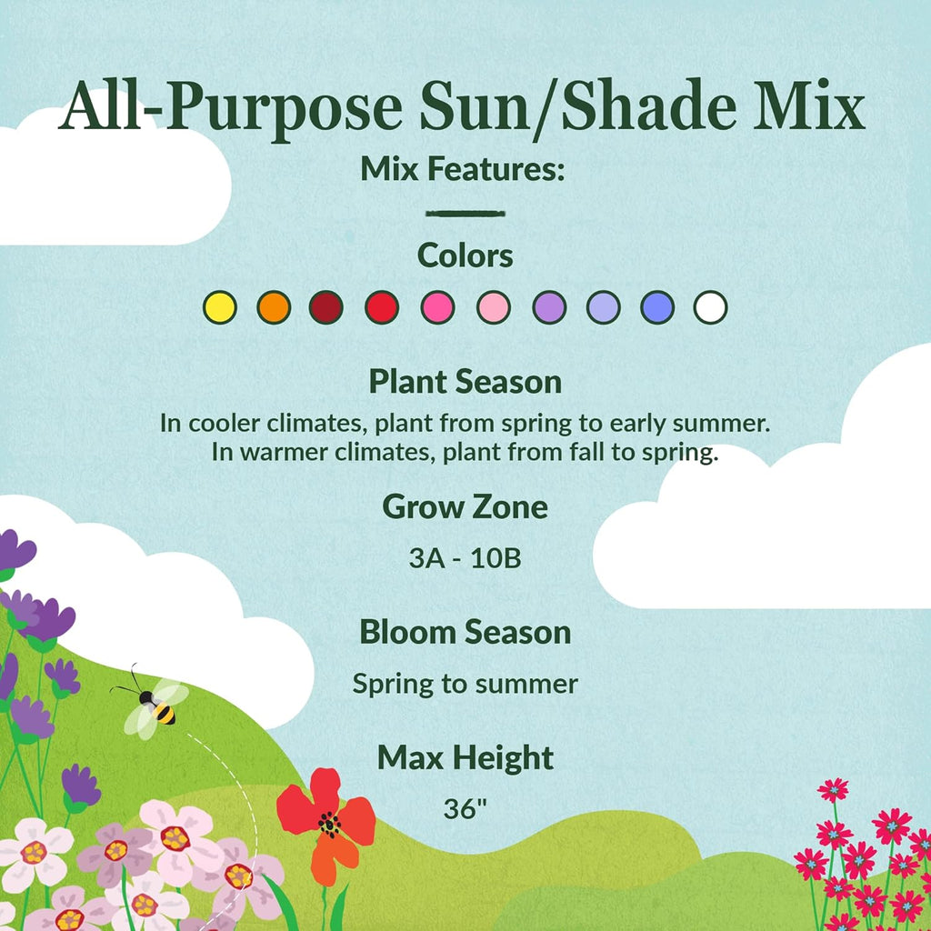 Ferry-Morse All Purpose Sun-Shade Mix Bulk Wildflower Seeds, 1lb