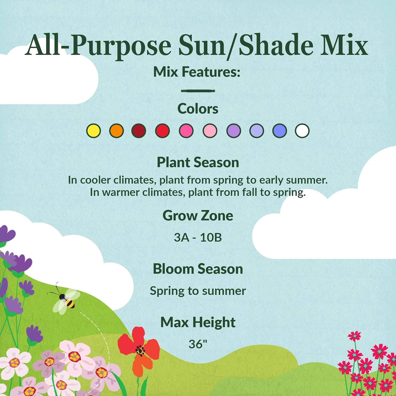 Ferry-Morse All Purpose Sun-Shade Mix Bulk Wildflower Seeds, 1lb