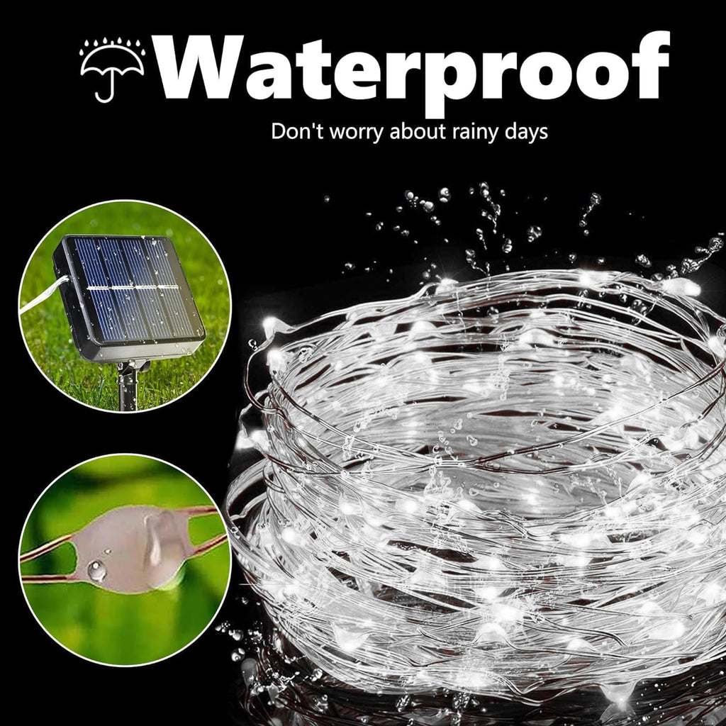 Joomer Solar Fairy Lights, 4-Pack Total 104FT 320LED Solar String Lights Outdoor Waterproof 8 Lighting Modes for Patio Fence Party Garden Yard Home Holiday Tree Outdoor Decoration (White)