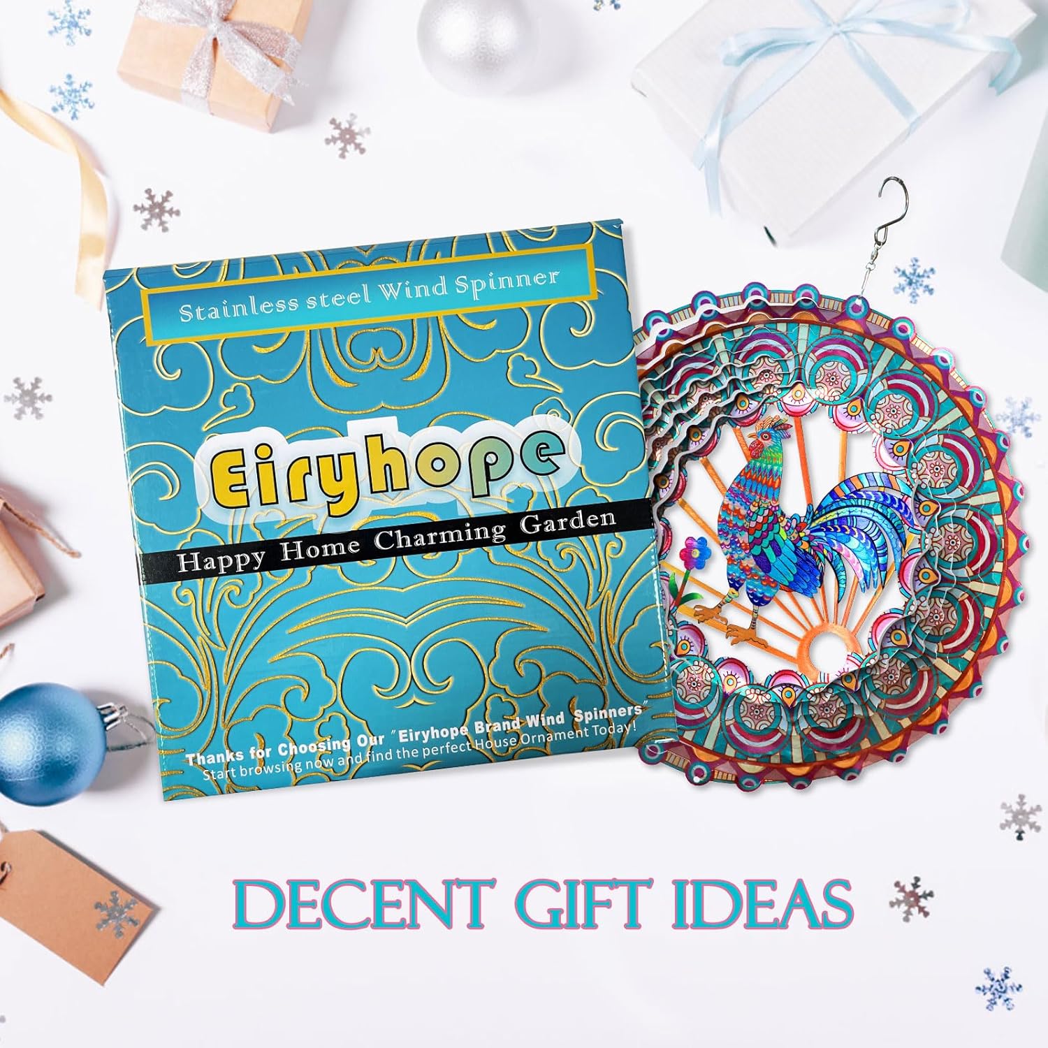 Rooster Wind Spinner - 3D Kinetic Chicken Wind Spinners | 12-Inch Rustproof Metal Hanging Sculpture, Outdoor Garden & Patio Decor, Unique Gifts for Dad, Mom, Men, Women